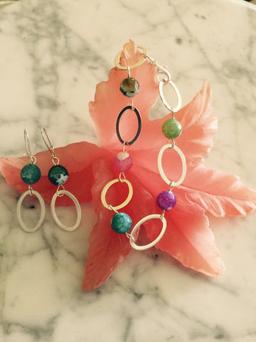 Multi Bead Link Bracelet & Earring Set